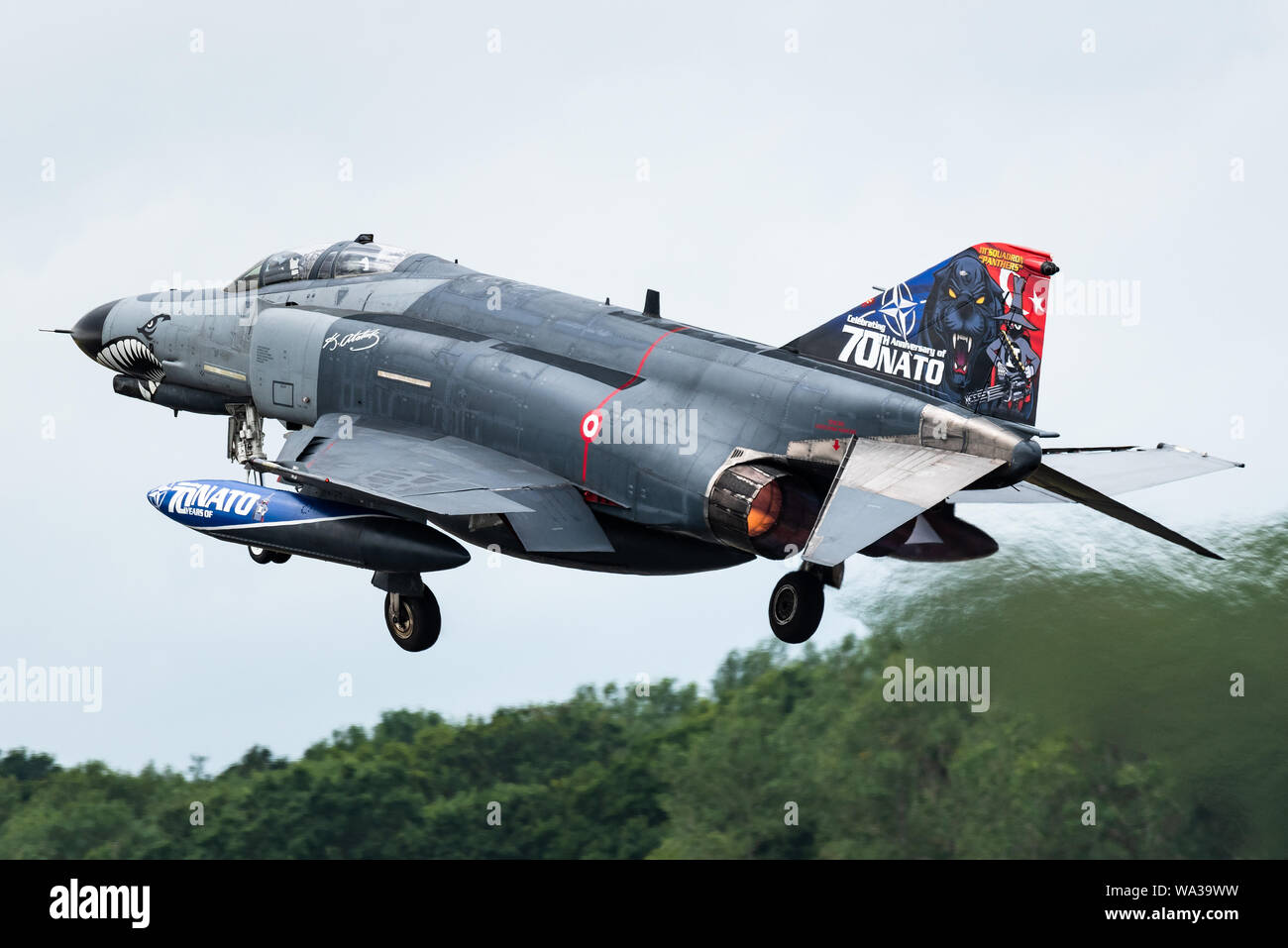 A McDonnell Douglas F-4 Phantom II supersonic jet interceptor and fighter bomber of the Turkish Air Force at RIAT 2019. Stock Photo