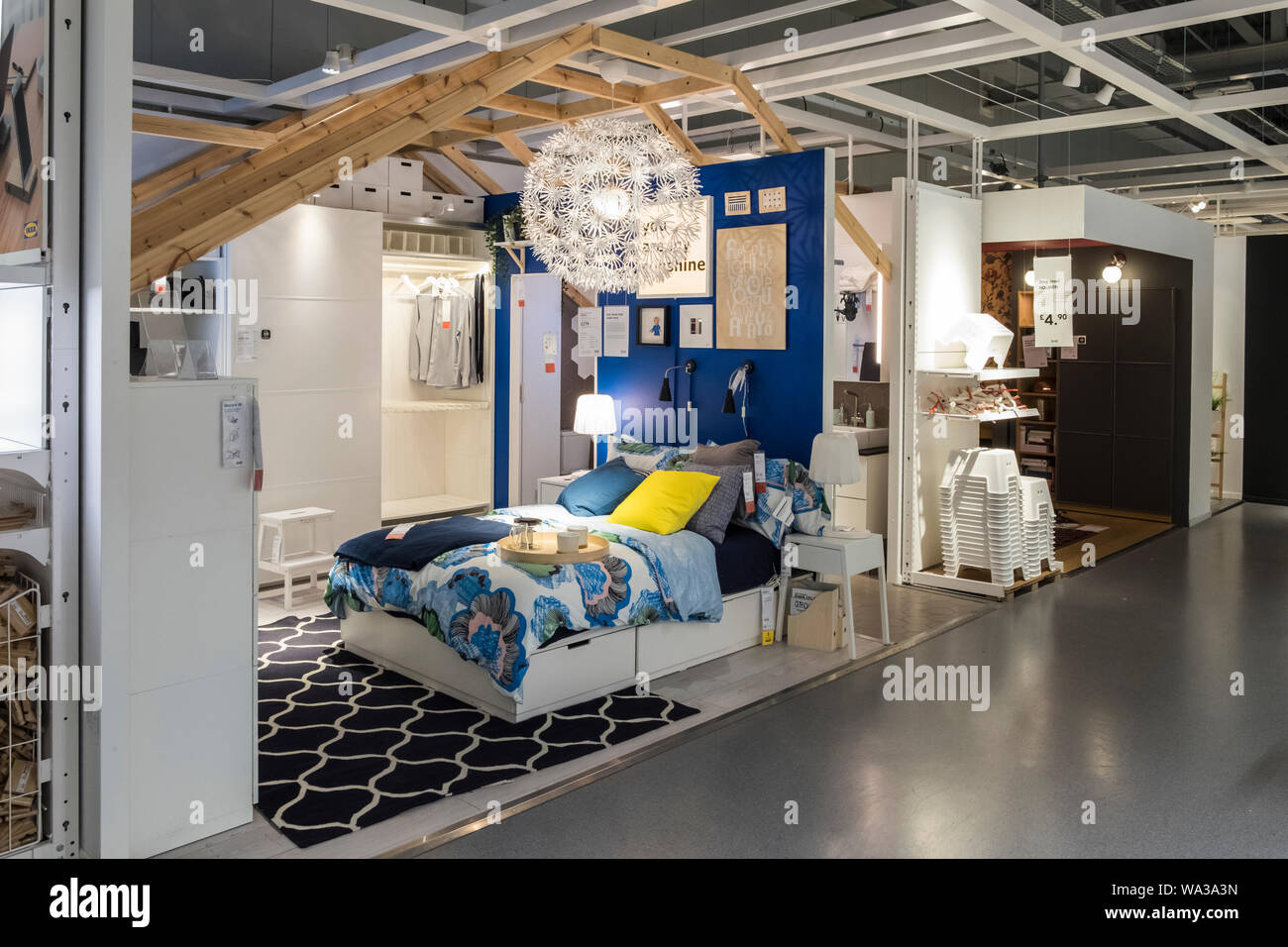 Ikea room display set in Ikea store Stock Photo