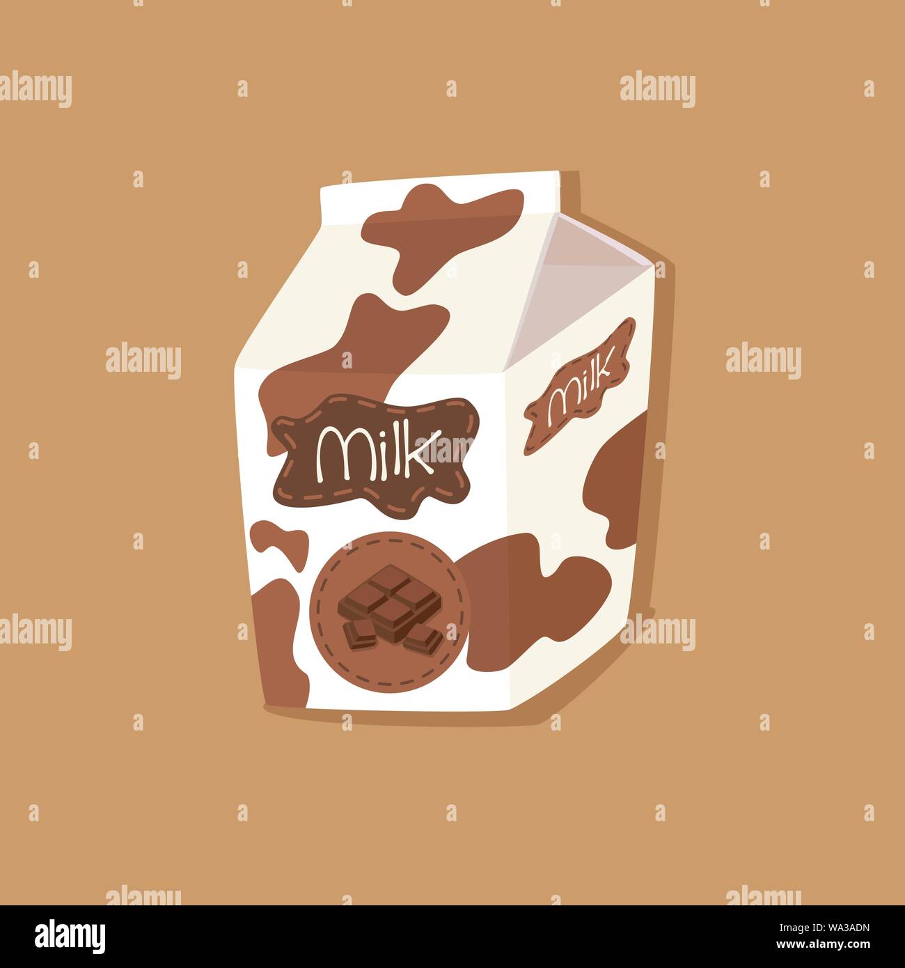 Milk Packaging Carton Spotted Chocolate Flavored on Brown Background
