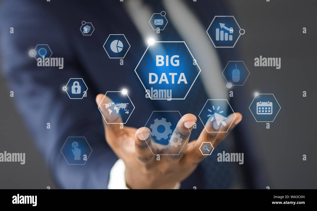 Businessman holding big data hi-res stock photography and images - Alamy