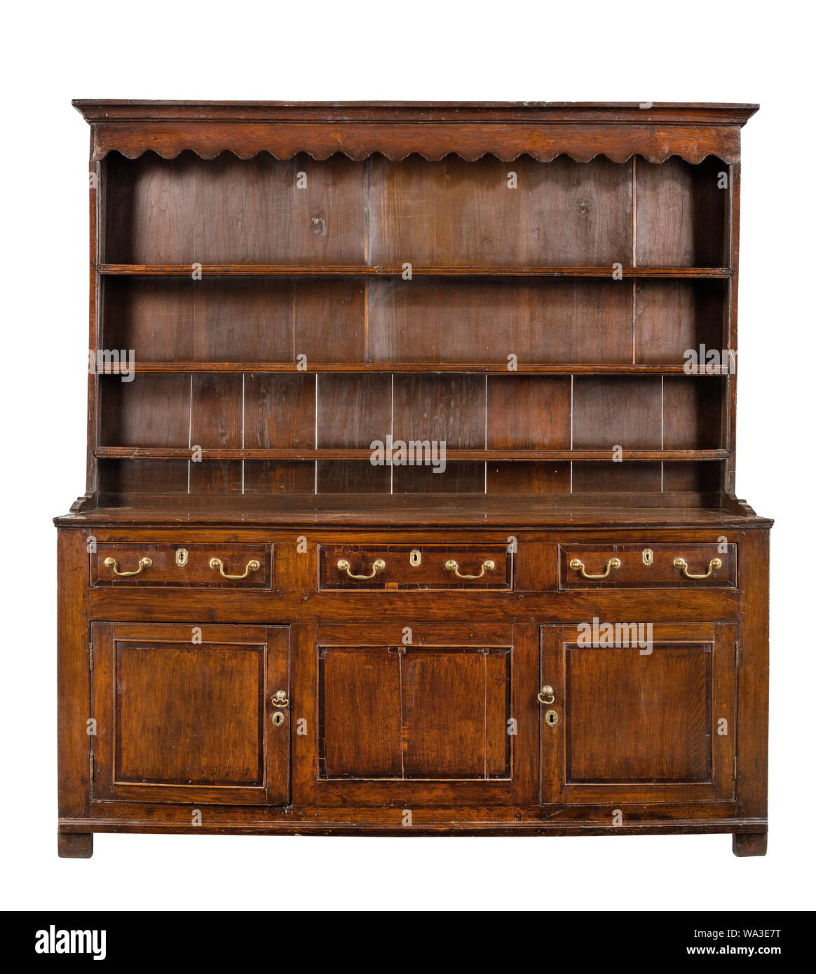 Old Welsh Dresser Cupboard Sideboard In Oak Isolated On White