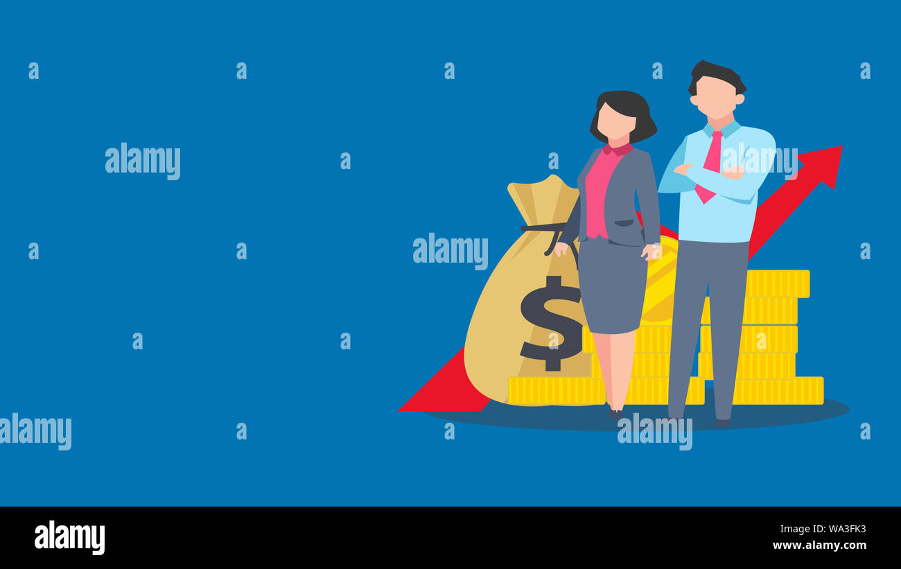 money and time are equal concept illustration blue background Stock Photo