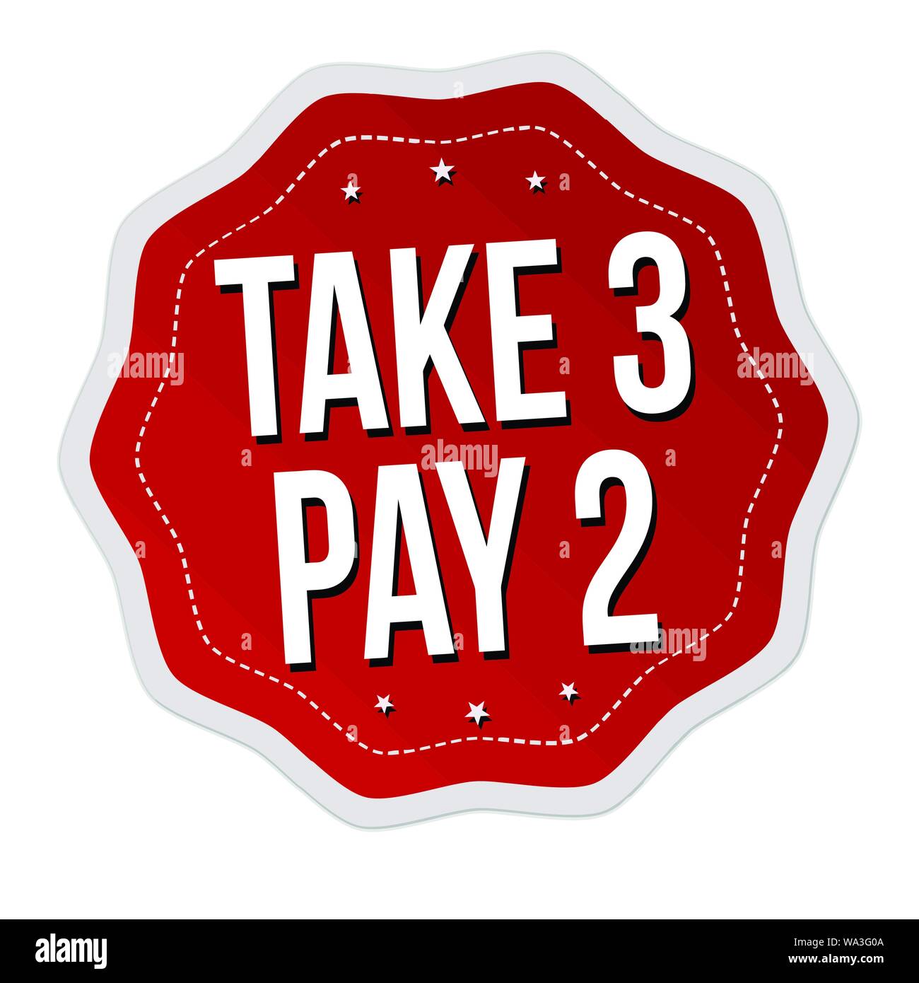 Take 3 pay 2 label or sticker on white background, vector illustration ...