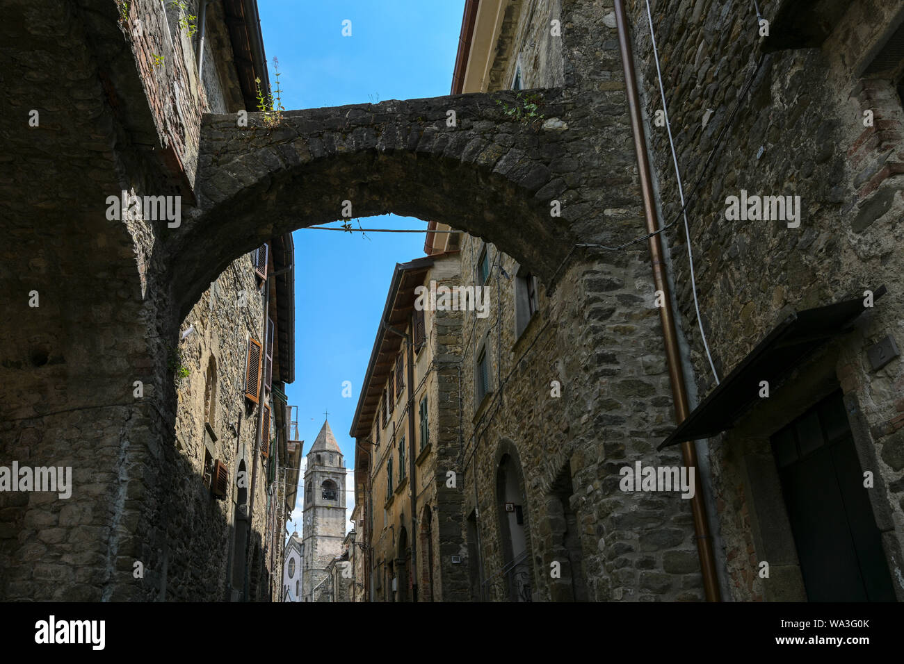 Virgoletta, a beautiful ancient mountain village, narrow path to the ...