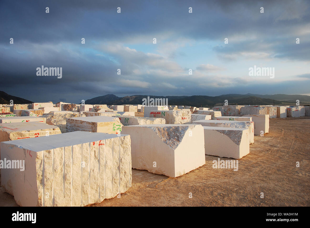 marble blocks in mine in south Europe Stock Photo