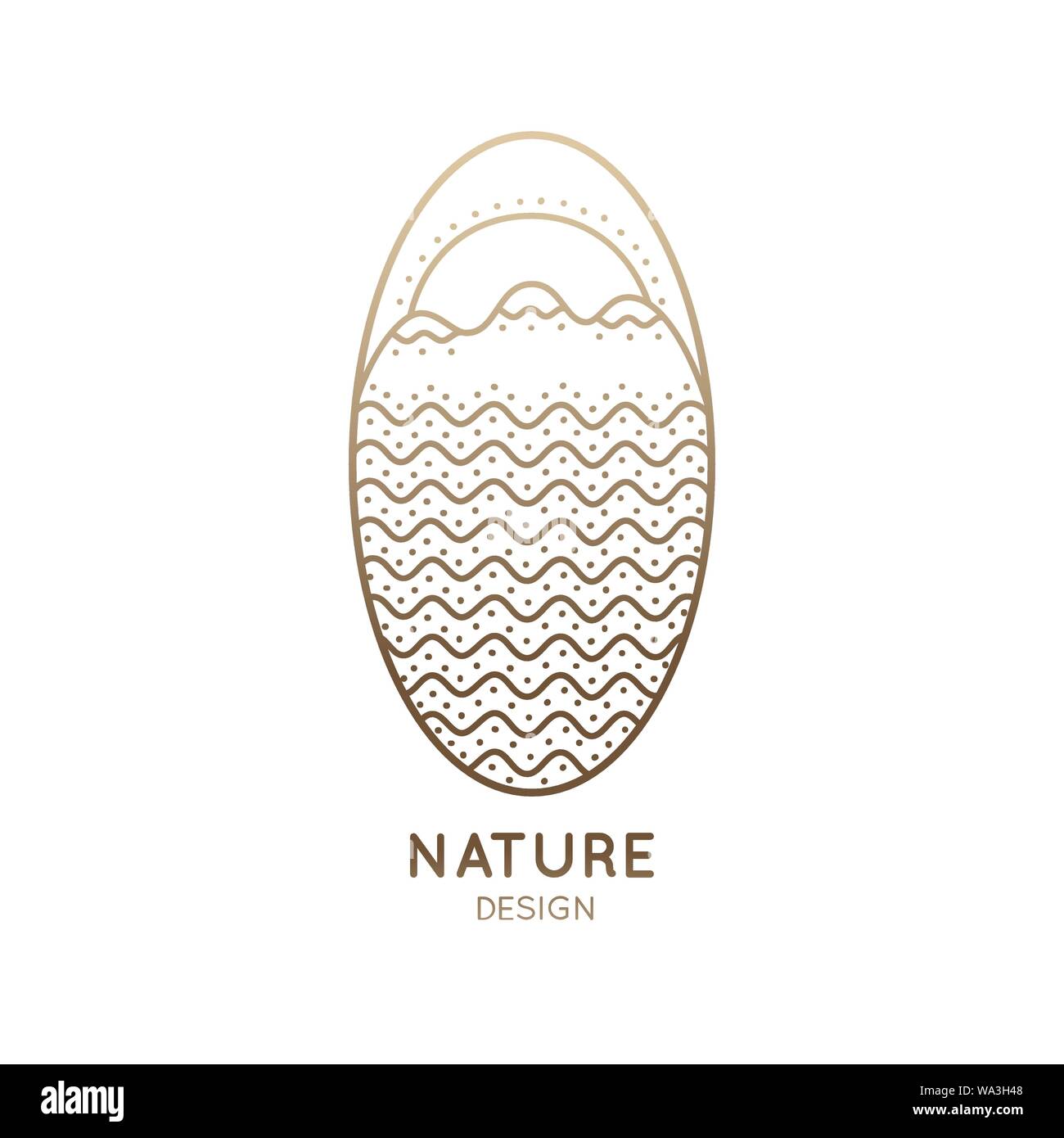 Logo oval sunset in the mountains Stock Vector
