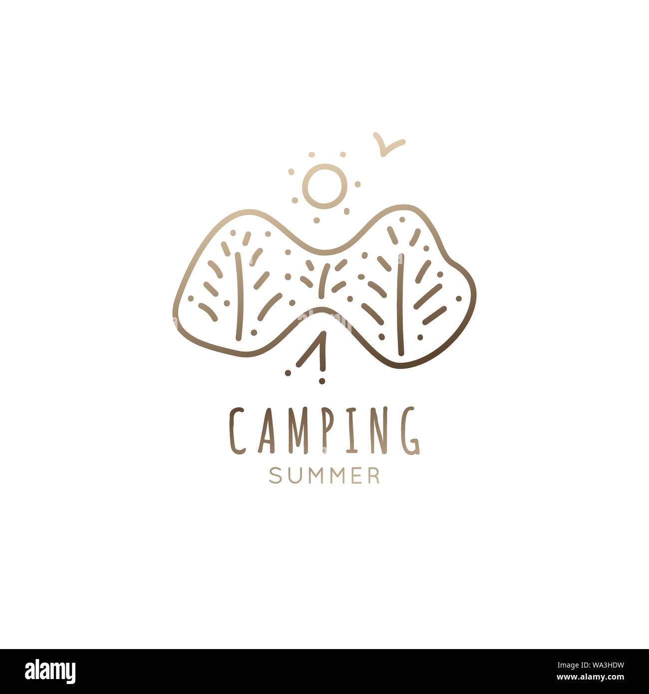 Linear logo camping Stock Vector