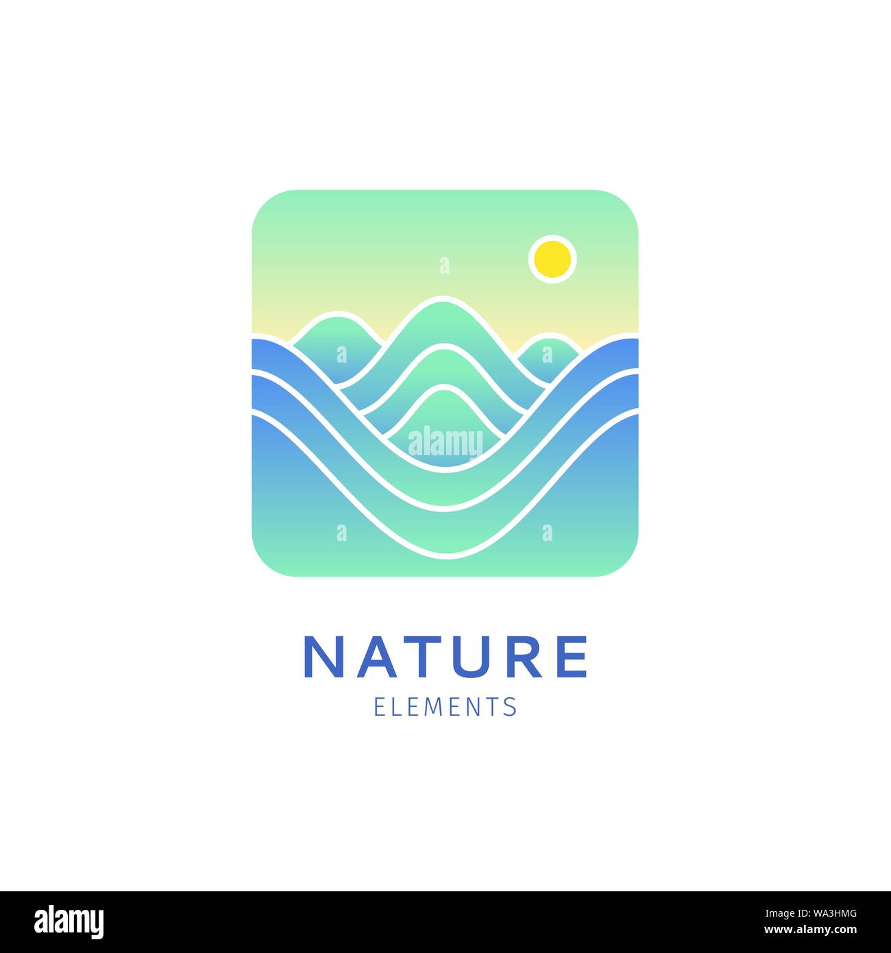 Square logo of mountains Stock Vector