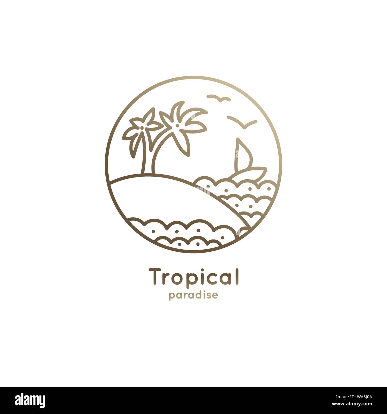 Logo boat in tropics Stock Vector