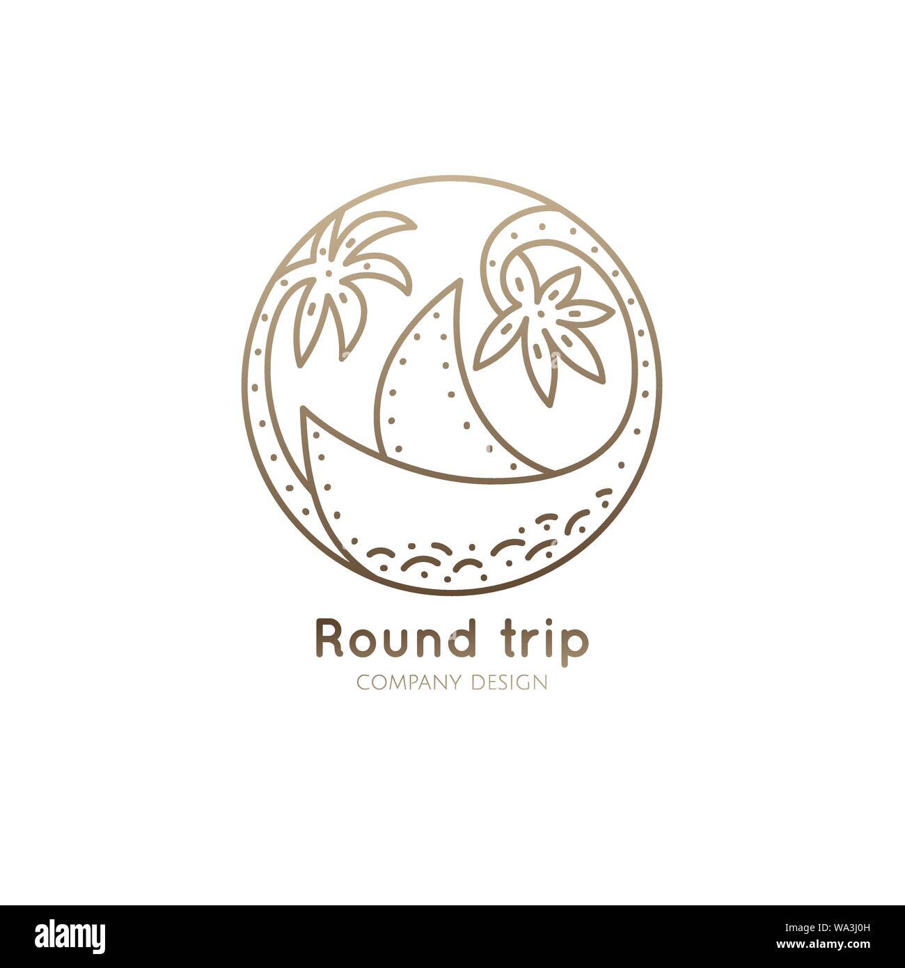 Logo boat in tropics Stock Vector