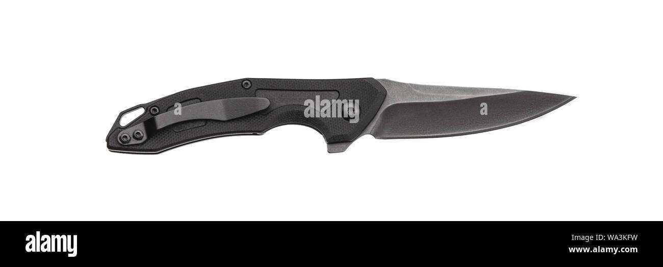 Penknife isolate on white background. Modern folding knife. Stock Photo