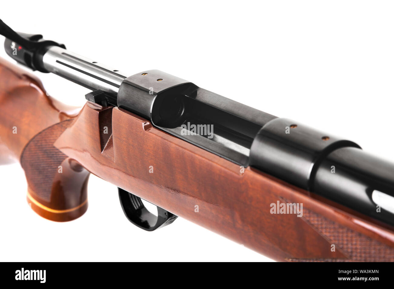 Modern luxury boltaction carbine with a wooden varnished butt