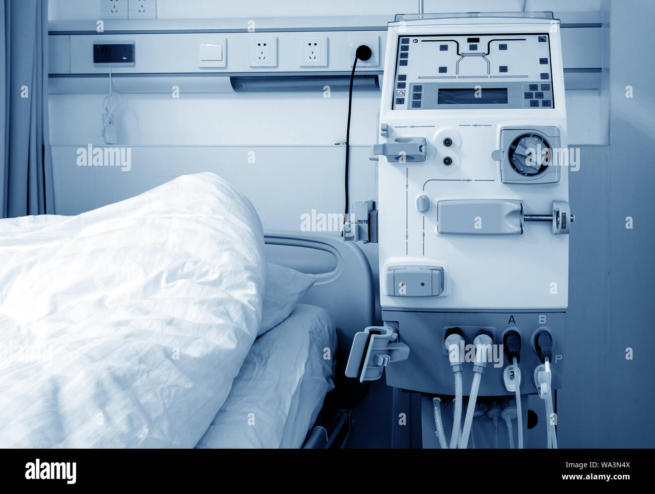 Hemodialysis machines with tubing and installations. Health care, blood
