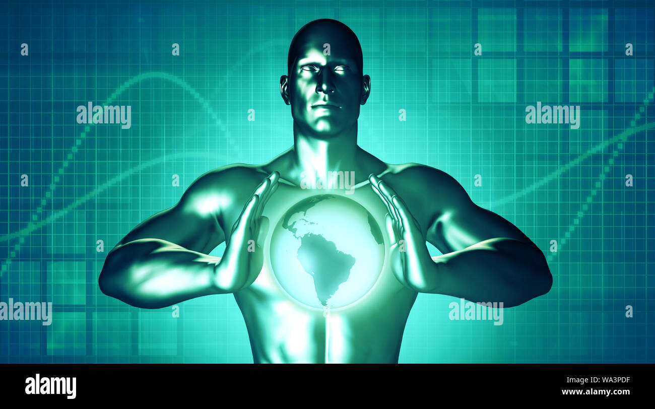 Businessman Holding the World in His Hands Illustration Stock Photo - Alamy