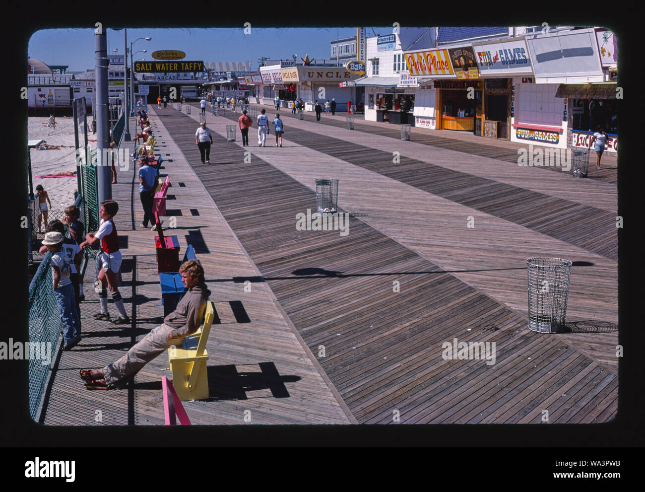Boardwalk above, Seaside Heights, New Jersey Stock Photo