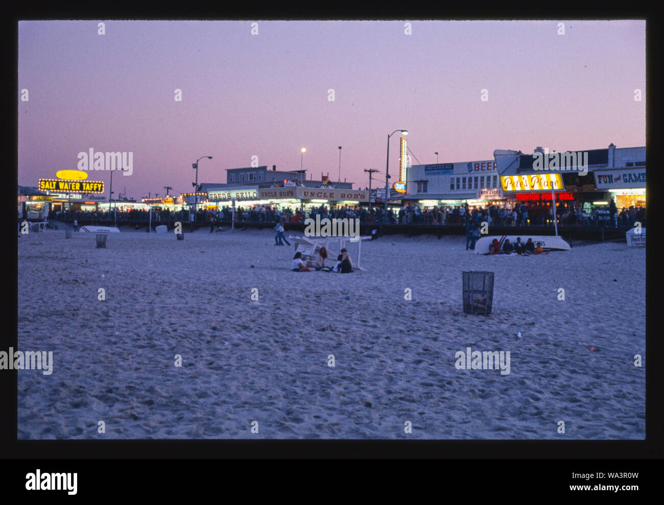 Boardwalk from beach, Seaside Heights, New Jersey Stock Photo
