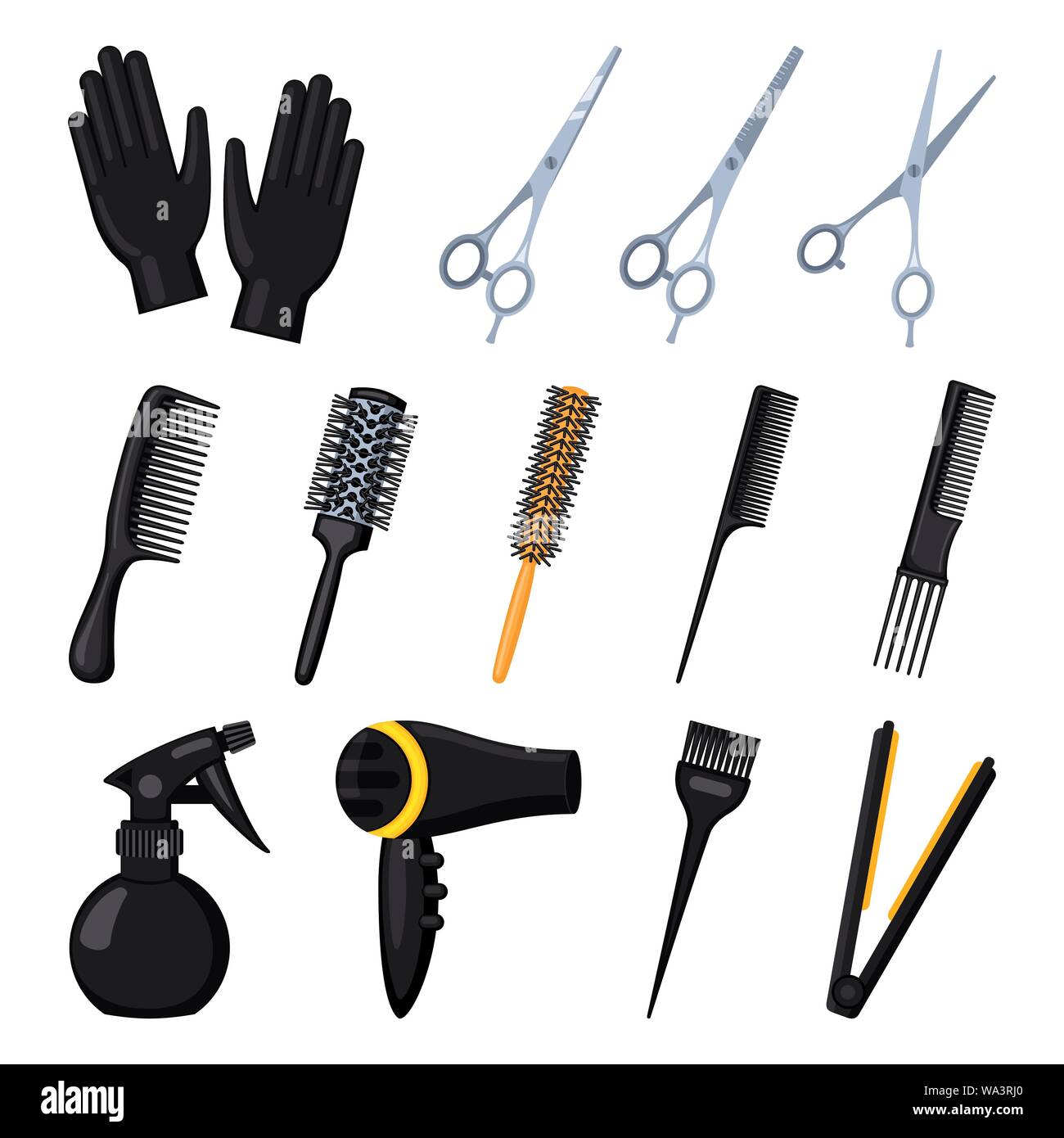 13 Cartoon Hairdresser Tools Stock Vector Art Illustration