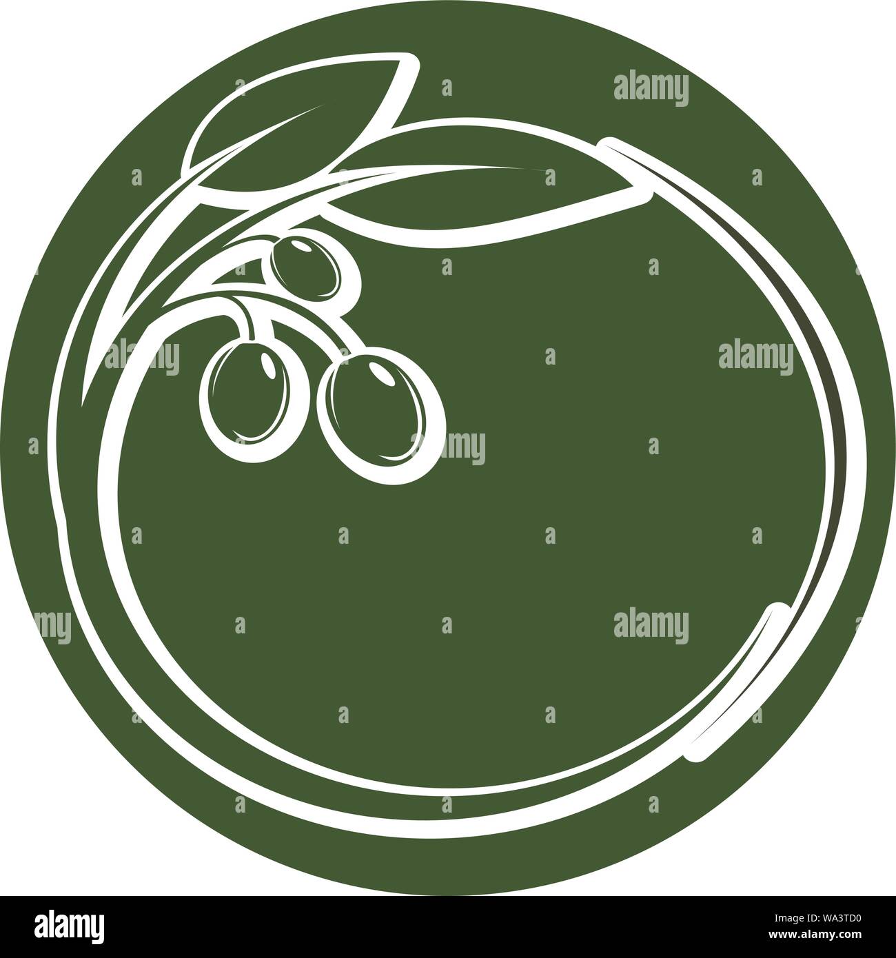 round green olive branch logo or symbol vector illustration Stock ...