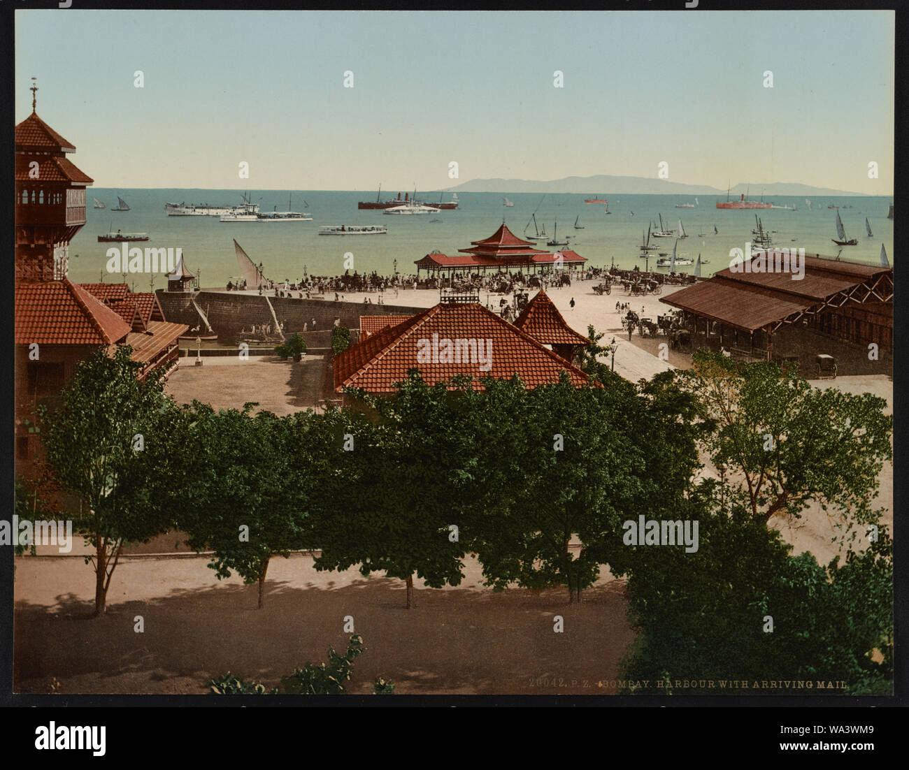 Bombay. Harbour with arriving mail. Stock Photo