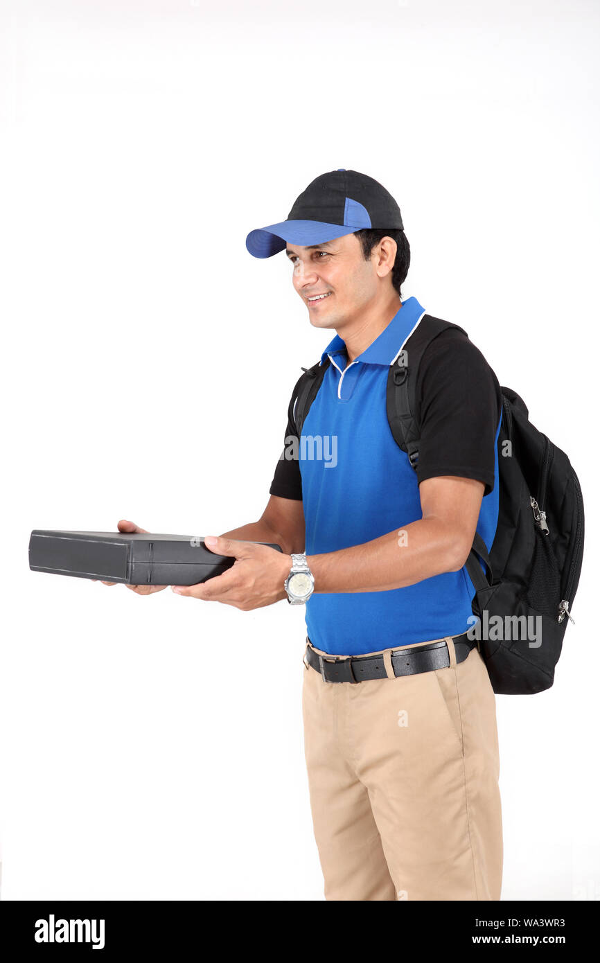 Pizza delivery boy Stock Photo