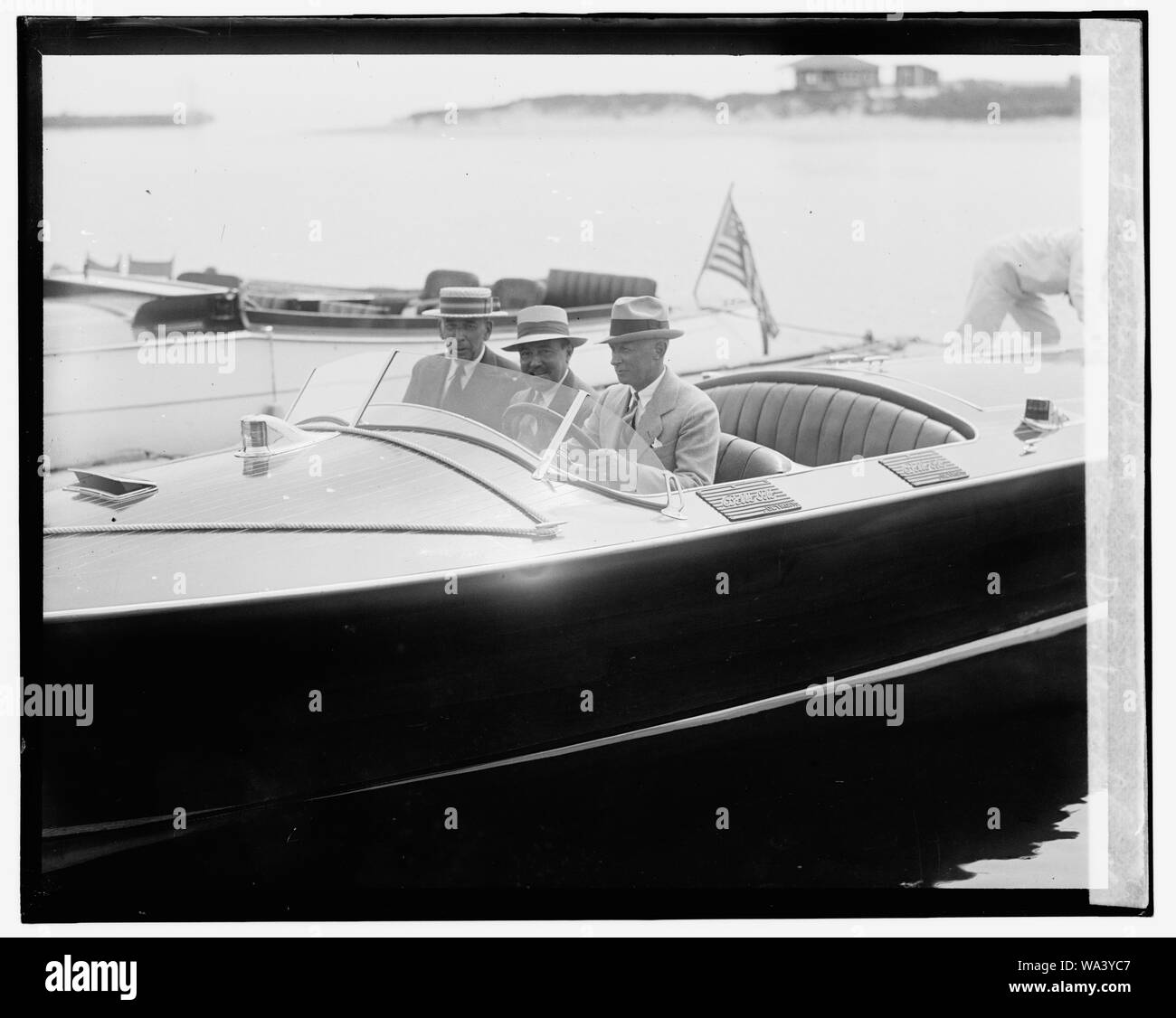 1930's Author Booth Tarkington Boating in Kennebunkport Maine Motorboat Photo 