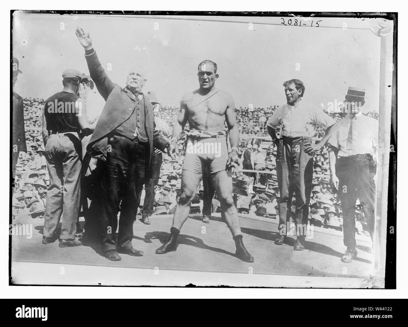 Boxer and announcer in boxing ring Stock Photo Alamy