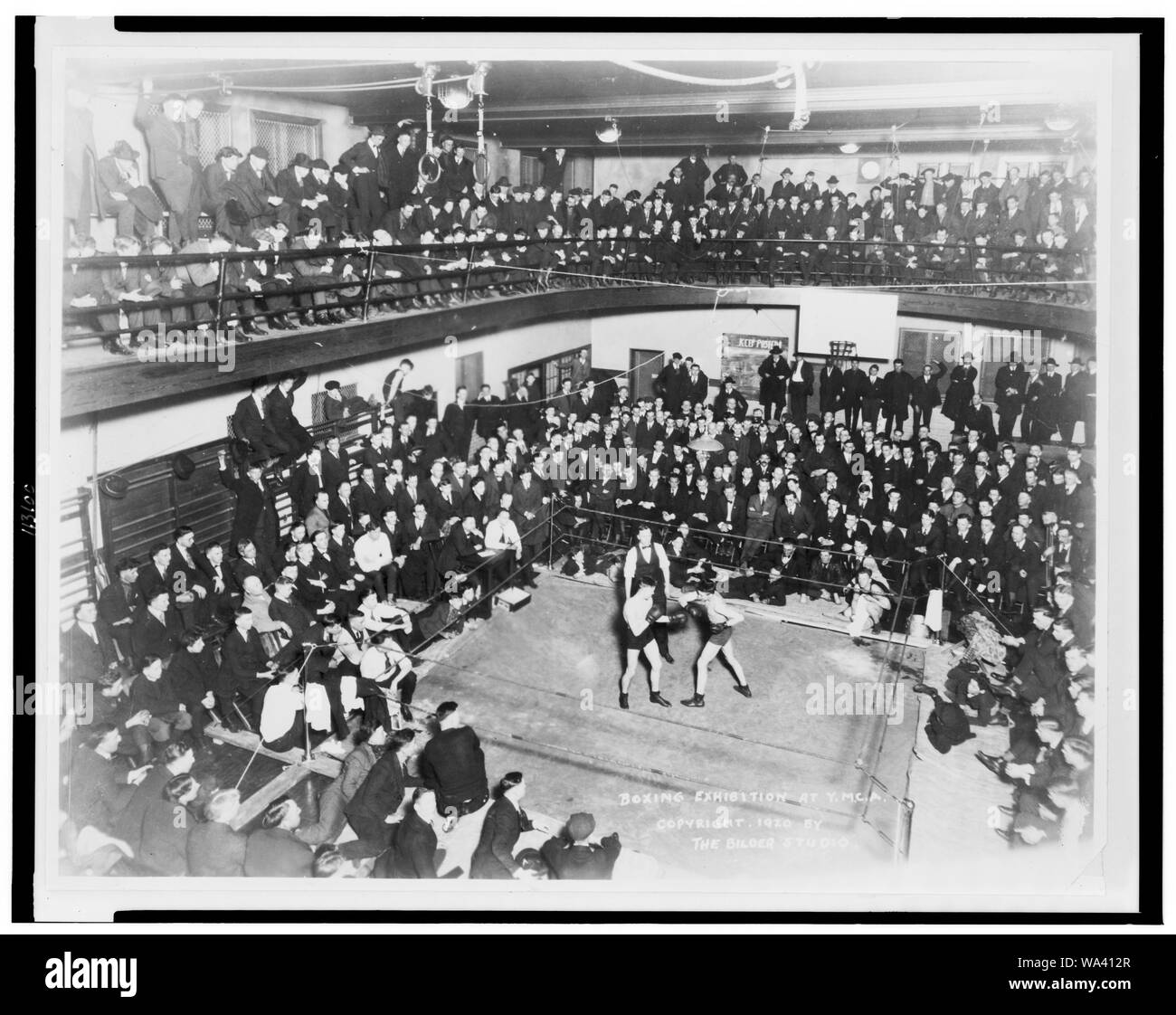 Boxing exhibition at Y.M.C.A Stock Photo Alamy