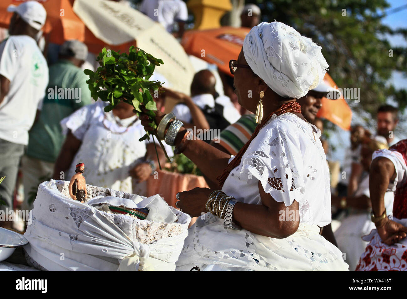 SALVADOR, BA : DIA DE SÃO ROQUE EM SALVADOR - Sao Roque Day celebrated in Salvador, Bahia. In the picture, benzedeira in front of the Church of Saint Roque and Saint SALVADOR, BA : DIA DE SÃO ROQUE EM SALVADOR - Sao Roque Day celebrated in Salvador, Bahia. In the picture, benzedeira in front of the Church of Saint Roque and Saint