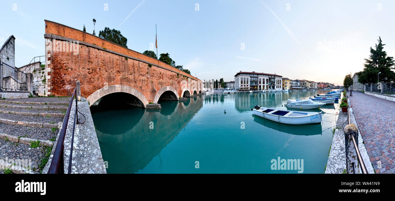 The Voltoni bridge. Peschiera del Garda, Verona province, Veneto, Italy, Europe. Stock Photo