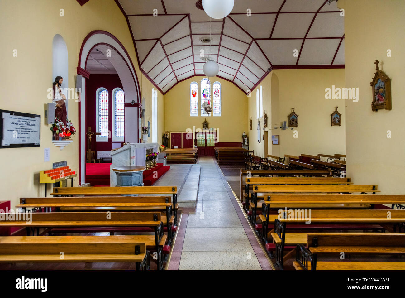 Interior of St Patricks Church in the village of Aghagower in County Mayo Ireland Stock Photo