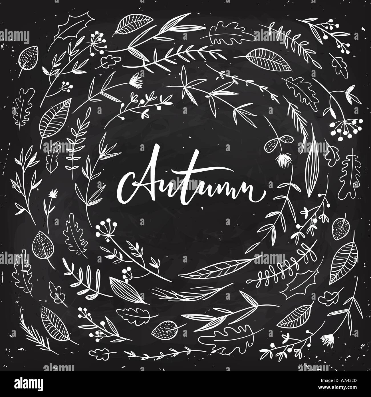 Autumn background with lettering with flowers and leaves Stock Vector ...