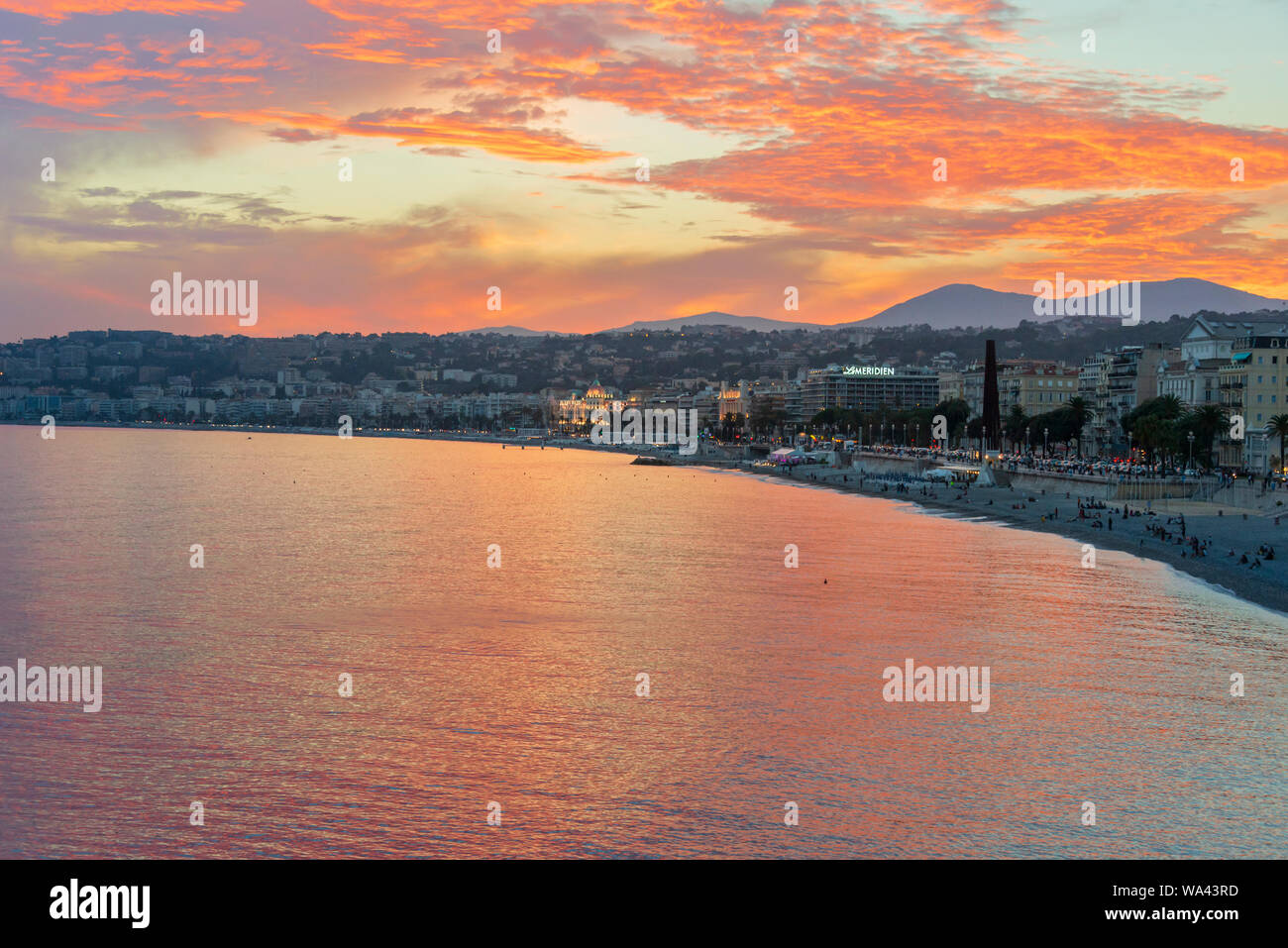 Sunset over la Baie des Anges (Bay of Angels) Nice Stock Photo Alamy