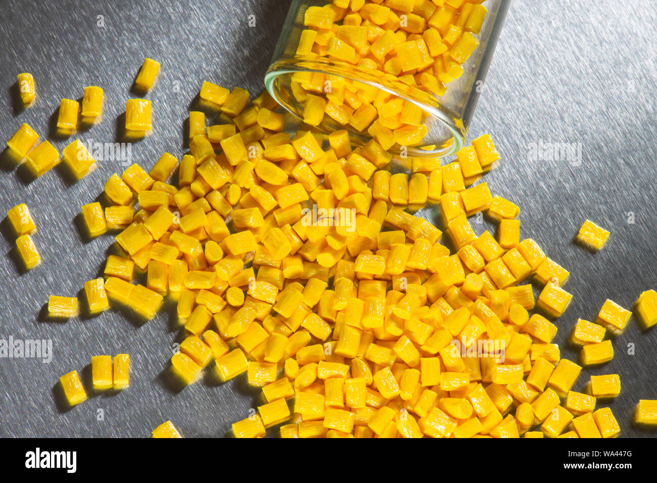 milled polymer plastic material made of parts in lab Stock Photo