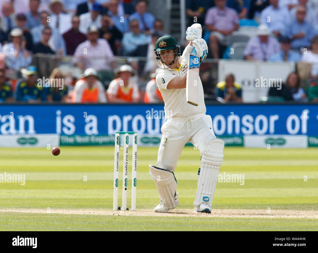 London, UK. 17th Aug, 2019. LONDON, ENGLAND. AUGUST 17: Steve Smith of Australia comes back after his injury during play on the 4th day of the second Ashes cricket Test match between England and Australia at Lord's Cricket ground in London, England on August 17, 2019 Credit: Action Foto Sport/Alamy Live News Stock Photo