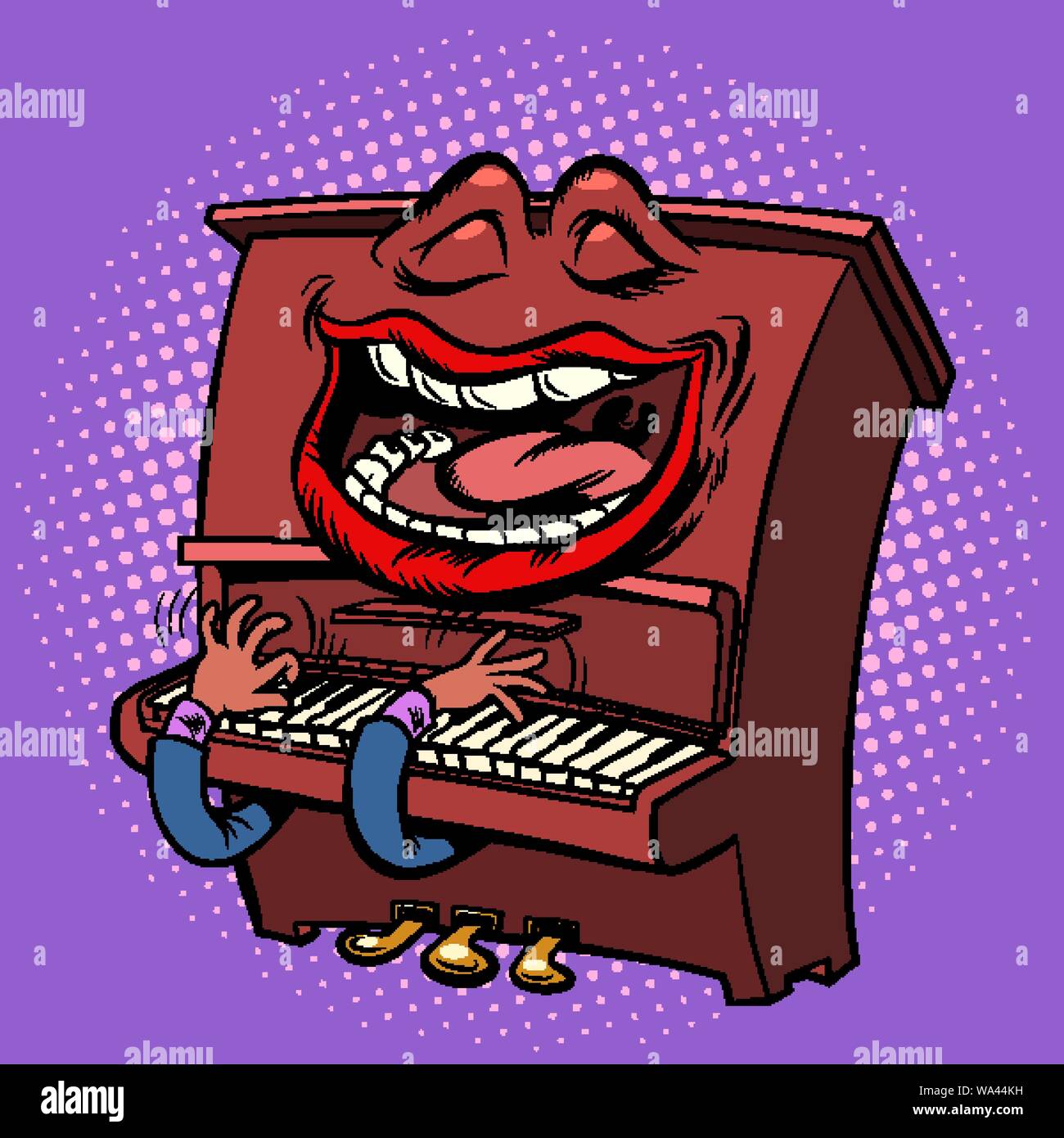 Emoji character emotion piano musical instrument Stock Vector