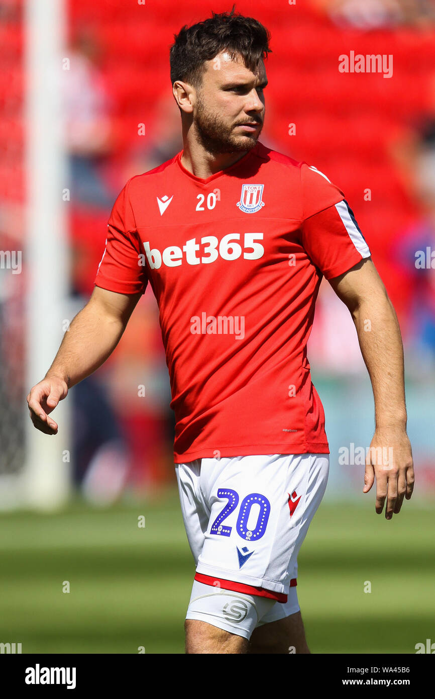 Stoke On Trent, UK. 17th Aug, 2019. Stoke City forward Scott Hogan (20) during the EFL Sky Bet Championship match between Stoke City and Derby County at the bet365 Stadium, Stoke-on-Trent, England on 17 August 2019. Photo by Jurek Biegus. Editorial use only, license required for commercial use. No use in betting, games or a single club/league/player publications. Credit: UK Sports Pics Ltd/Alamy Live News Stock Photo
