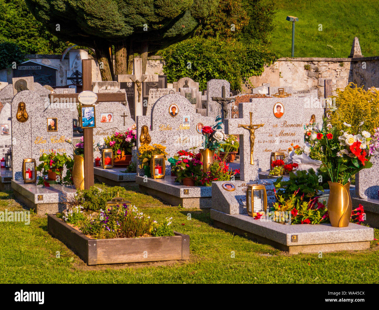 San Vigilio Cemetery, Pinzolo, Dolomites, Italy Stock Photo