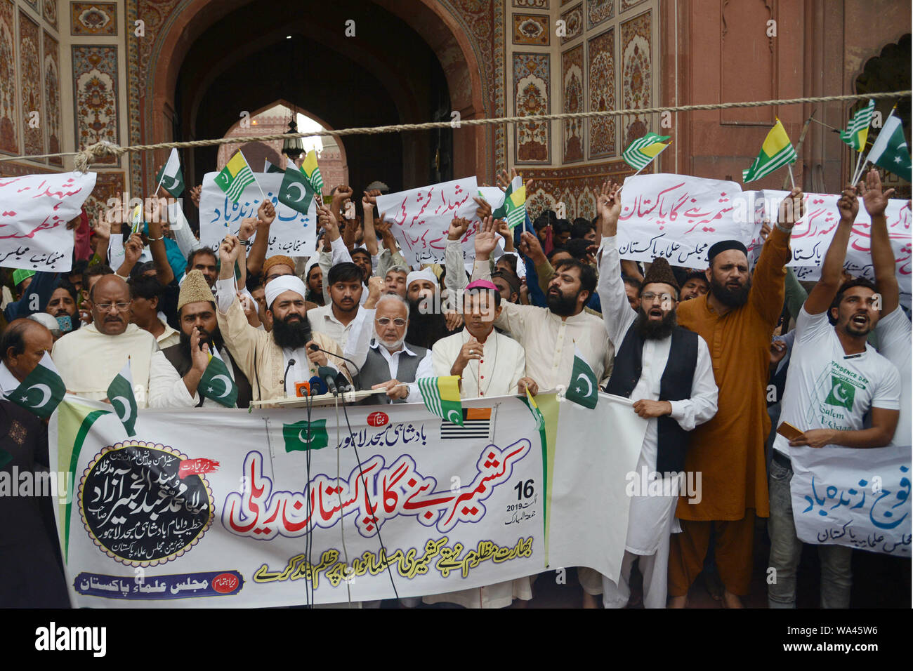People holding pakistan flag in rally hi-res stock photography and ...