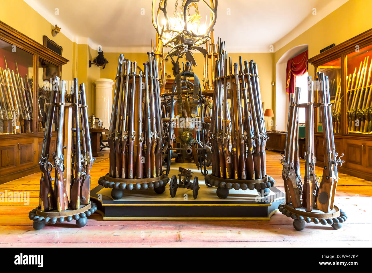 Premium Photo  Museum with old guns, ancient armor storage, europe.