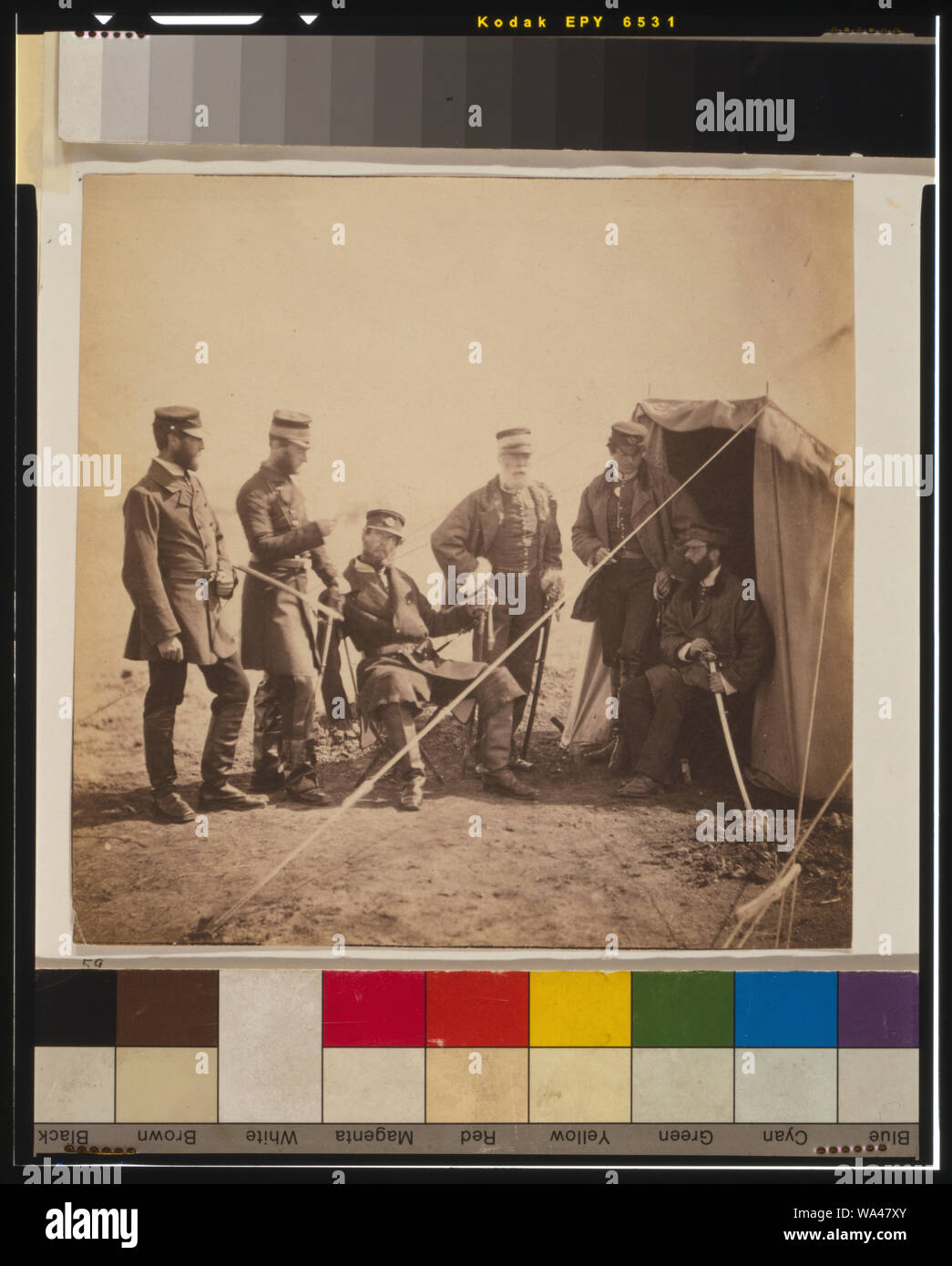Brigadier McPherson & officers of the 4th Division Captain Higham [i.e., Heigham], 17th Regiment; Captain Earle, Major of Brigade; Captain Croker, 17th Regiment; Captain Swire; Captain McPherson. Stock Photo