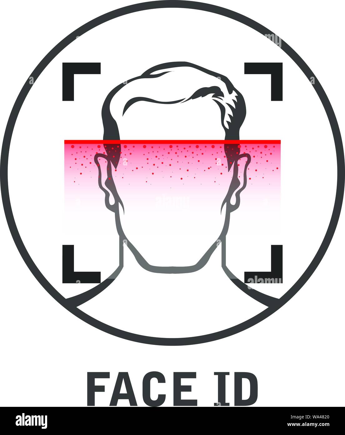 Face id scanner logo with check mark Royalty Free Vector, facecheck id