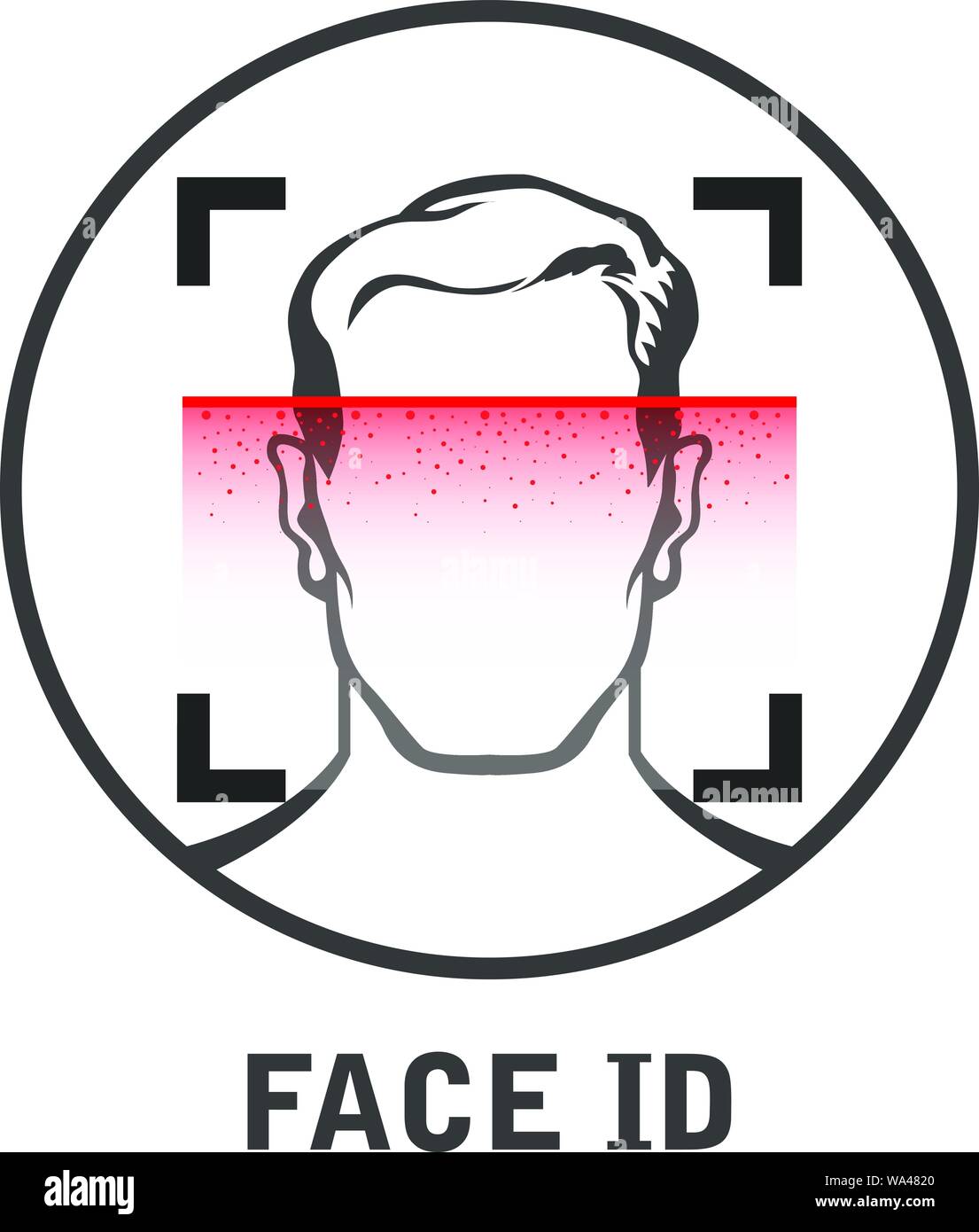 Face id scanner logo with check mark Royalty Free Vector