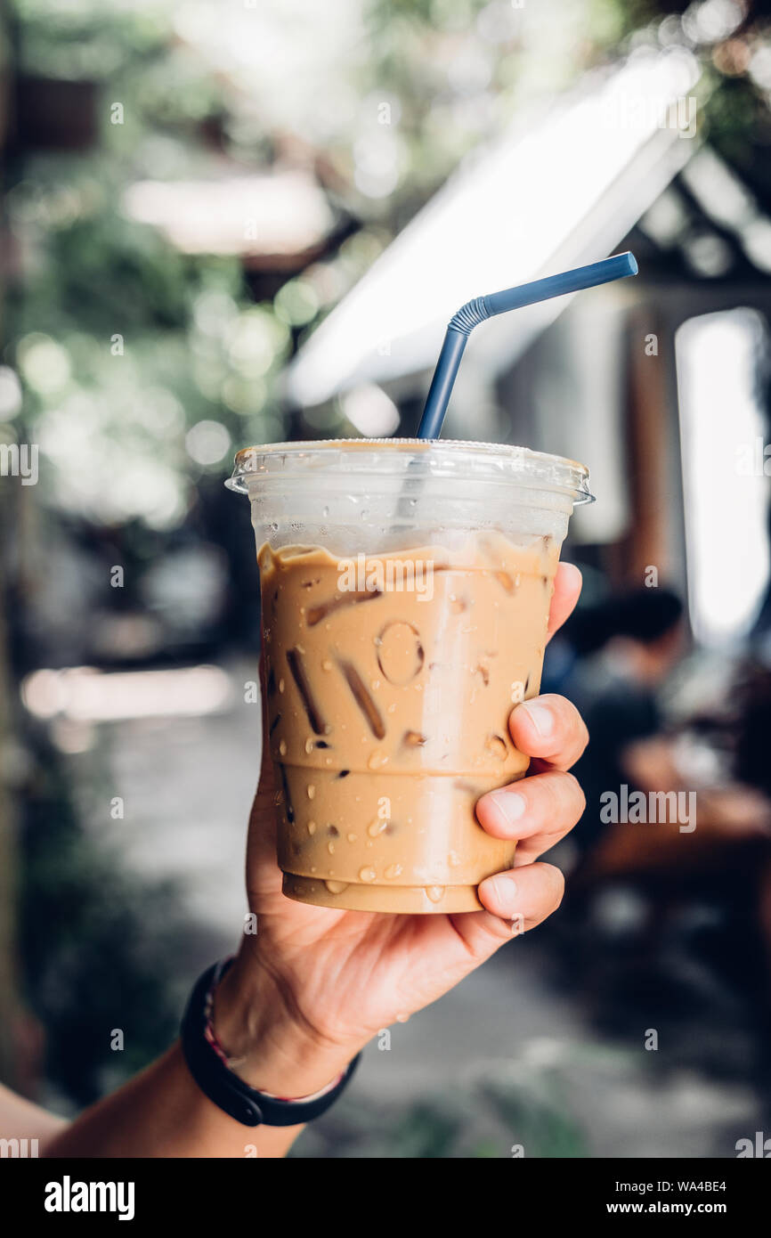 Iced Coffee In Takeaway Cup Stock Photo, Picture and Royalty Free