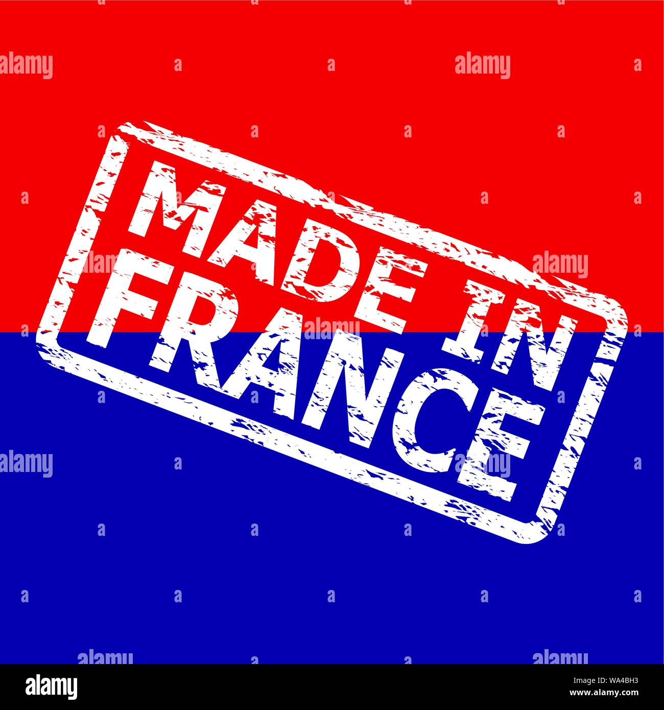 Made in france, white rubber post stamp. Vector fabricated post rubber