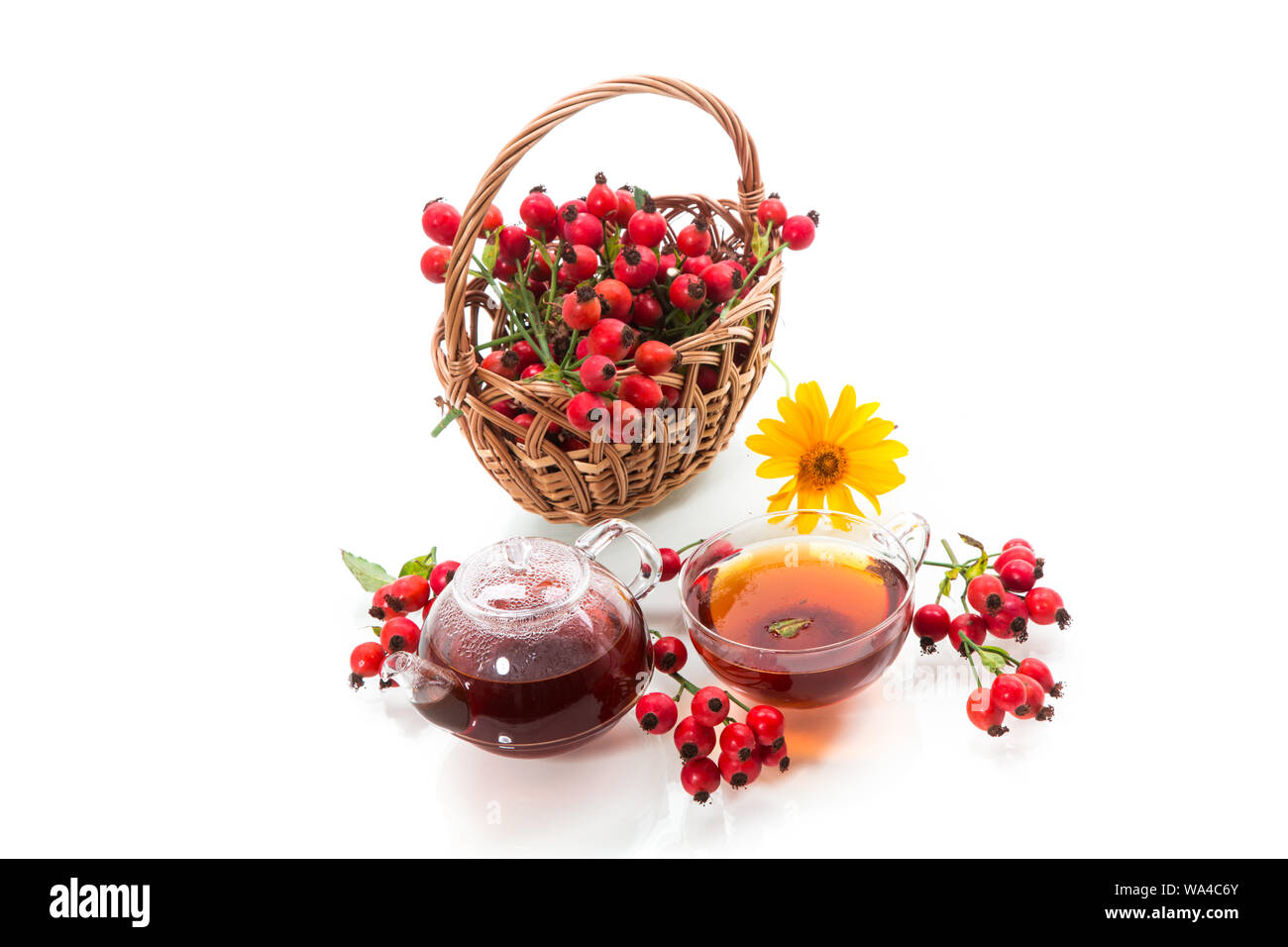 hot tea from medicinal fruits of red ripe rosehip Stock Photo
