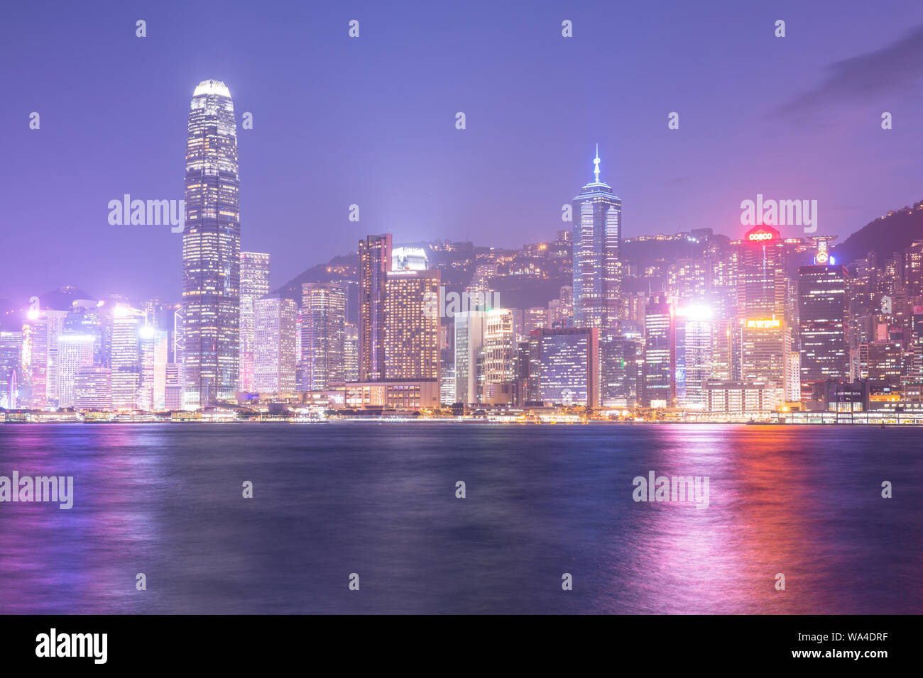 Hong Kong's Victoria harbour at night Stock Photo - Alamy