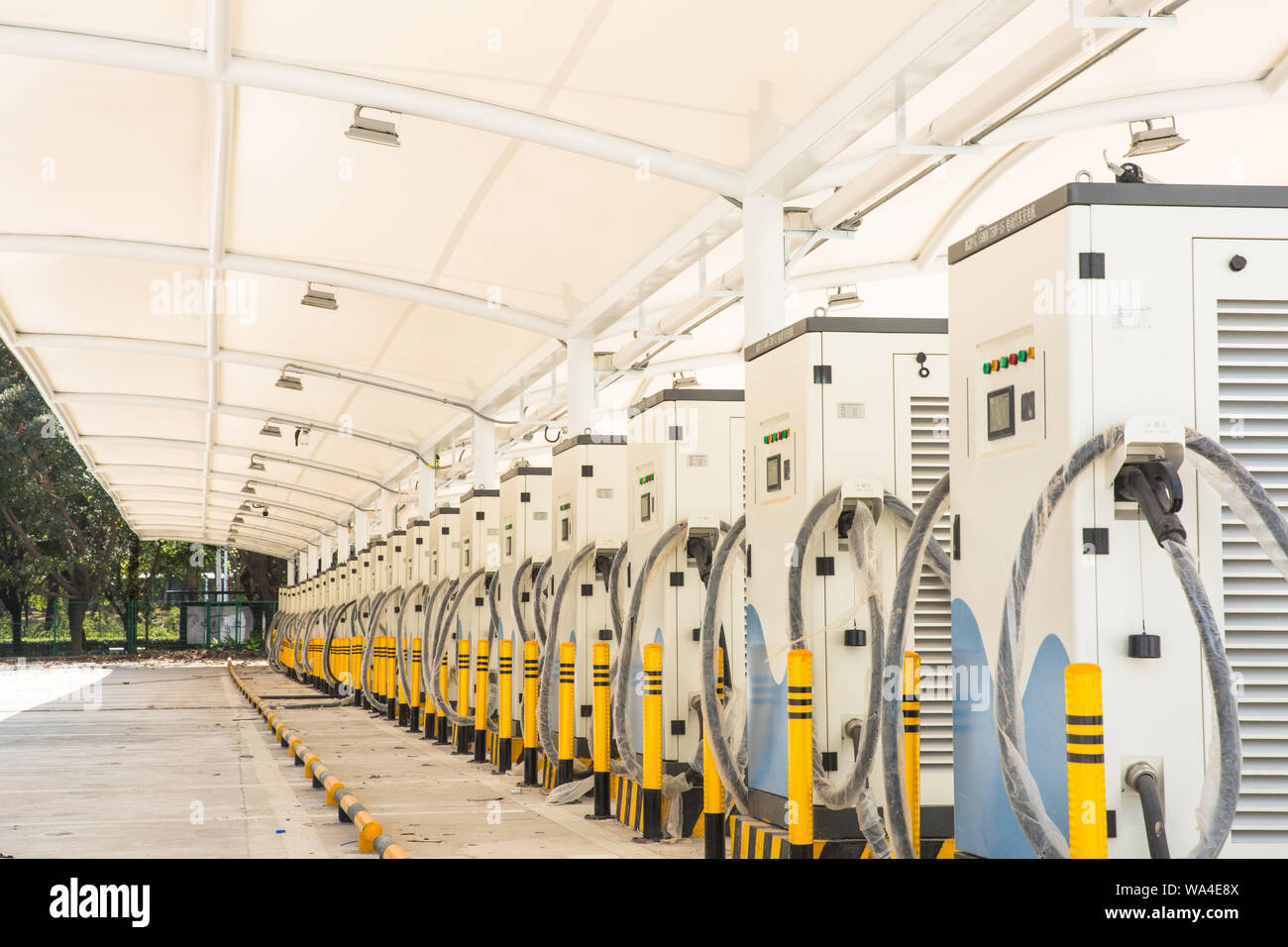 The electric car charging stations Stock Photo Alamy