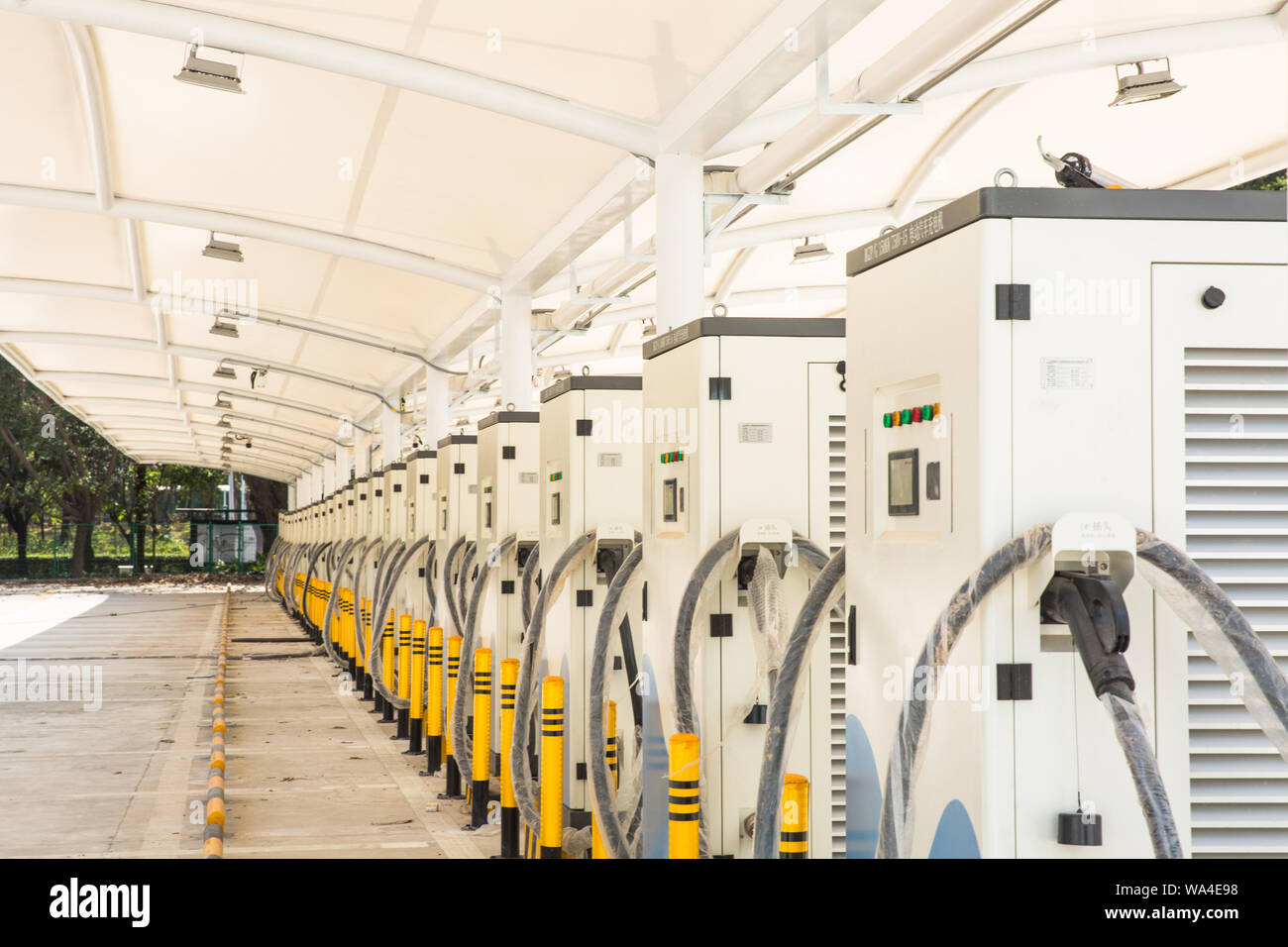 The electric car charging stations Stock Photo Alamy