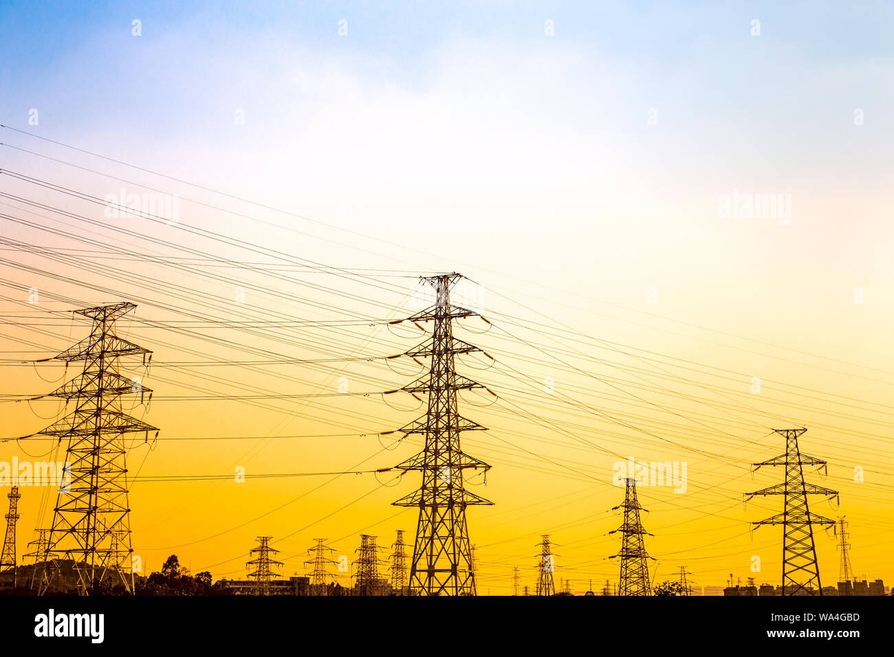 Outdoor high voltage wire electrical towers Stock Photo Alamy