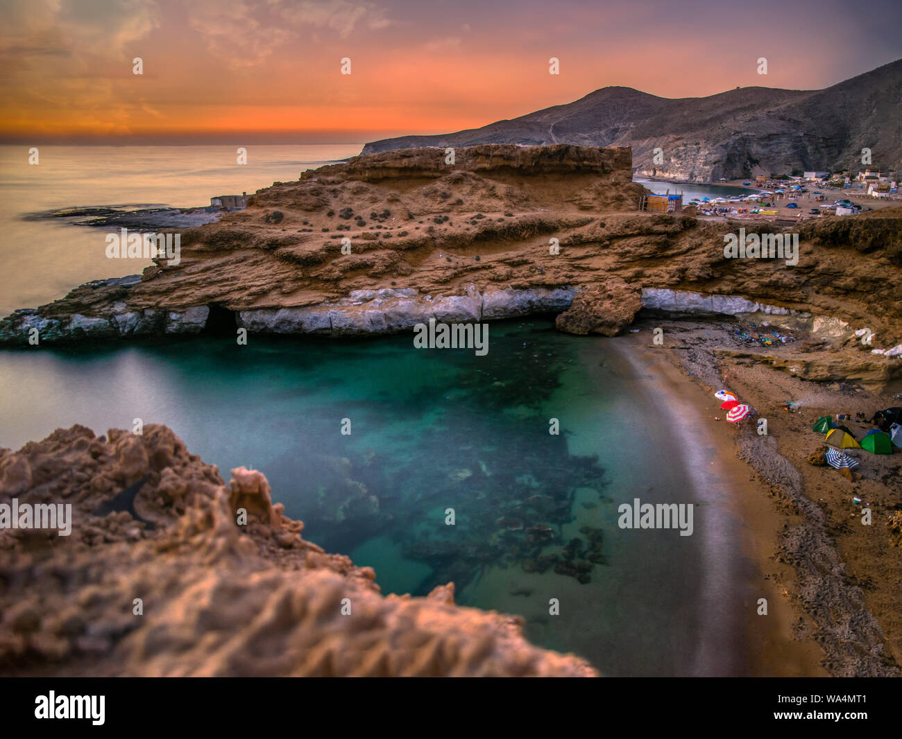 Sunset at the Mediterranean Sea, Nador Morocco Stock Photo - Alamy